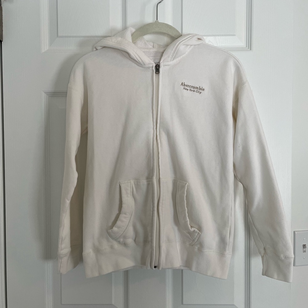 Abercrombie Kids White Zip-Up Hoodie